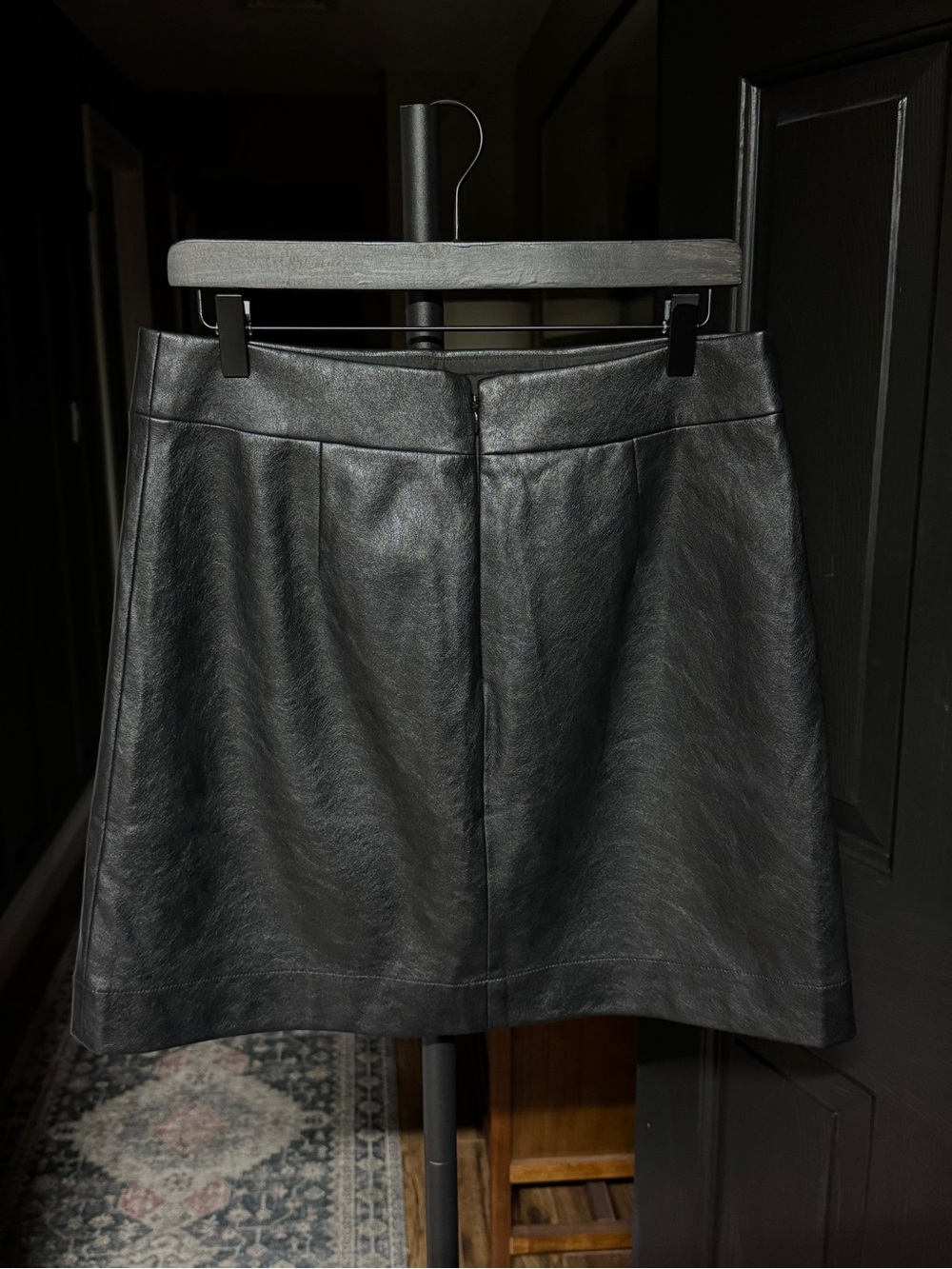 {J. Crew} Black Faux Vegan Leather A-Line Mini Skirt WSK46 - Picture 3 of 7